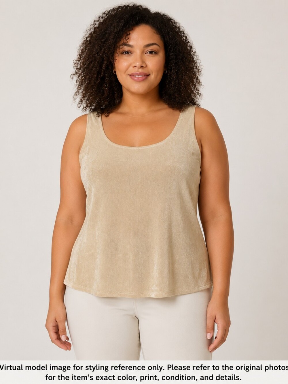 Sleeveless Velvet Tank Top in Beige